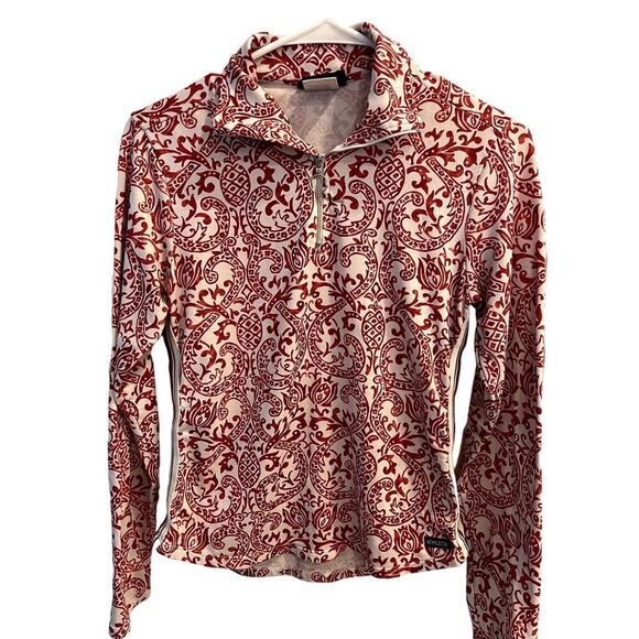 Athleta Red and White Collard Pullover Quarter Zip Size Small S - Picture 1 of 6